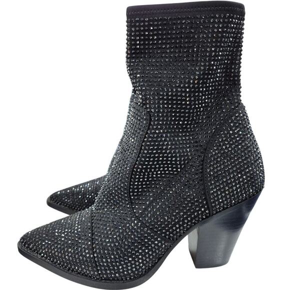 Michael Kors Women's Dover Heeled Bootie rhinestone black Sz 9 - Picture 2 of 7